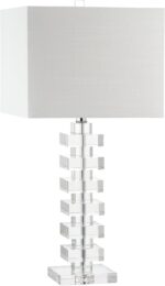 JONATHAN Y 28" Clear Geometric Stacked Crystal Table Lamp, Modern Glam Bedside L... - Image 5