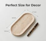 Beige Travertine Vanity Tray | Natural Stone Bathroom Organizer | Perfume & Jewe... - Image 3