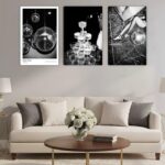 3PCS Black and White Fashion Canvas Wall Art Luxury Female picture wall decor Ch... - Image 8