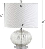 JONATHAN Y 21" Mercury Silver Ribbed Glass Table Lamp, Modern Transitional Bedsi... - Image 6