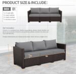 Valita Patio Furniture 3-seat Sofa Brown Wicker Outdoor Furniture Outdoor Couch ... - Image 4