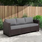 Valita Patio Furniture 3-seat Sofa Brown Wicker Outdoor Furniture Outdoor Couch ... - Image 5