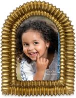 Isaac Jacobs 2x3 Antique Gold Double Bead Arch Photo Frame with Black Fabric Eas... - Image 3