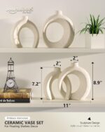 Interlocked Decorative Vase Set of 2 | Matte Sand-Textured Ceramic Vases for Mod... - Image 5
