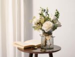 YJ Fake Flowers with Vase, Silk Roses Artificial Flowers in Vase, Faux Flower Pl... - Image 3