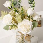 YJ Fake Flowers with Vase, Silk Roses Artificial Flowers in Vase, Faux Flower Pl... - Image 6