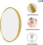 Oruii Gold Round Mirror, Golden Round Mirror 24 inch, Circle Wall Mirrors Metal ... - Image 3