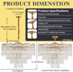 31.5" Gold Clear Glass Crystal Chandelier 18-Light Modern Crystal Pendant Ceilin... - Image 3