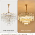31.5" Gold Clear Glass Crystal Chandelier 18-Light Modern Crystal Pendant Ceilin... - Image 4