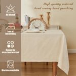 Rectangle Tablecloth 155 x 400 cm, Beige Tablecloth Linen Tablecover, Texture, L... - Image 5
