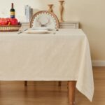 Rectangle Tablecloth 155 x 400 cm, Beige Tablecloth Linen Tablecover, Texture, L... - Image 6