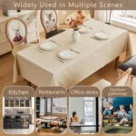Rectangle Tablecloth 155 x 400 cm, Beige Tablecloth Linen Tablecover, Texture, L... - Image 7
