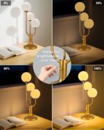 Modern Gold Globe Table Lamp Dimmable Mid Century 3-Light Desk Lamp 3000K Warmwh... - Image 4