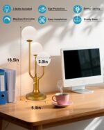 Modern Gold Globe Table Lamp Dimmable Mid Century 3-Light Desk Lamp 3000K Warmwh... - Image 6