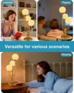 Modern Gold Globe Table Lamp Dimmable Mid Century 3-Light Desk Lamp 3000K Warmwh... - Image 8