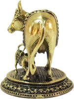 Designer Brass Cow with Calf for Good Luck Vastu Fengshui Showpiece for Home Dec... - Image 4