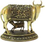 Designer Brass Cow with Calf for Good Luck Vastu Fengshui Showpiece for Home Dec... - Image 5