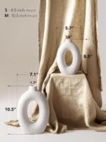 LE TAUCI Ceramic Vases Set of 2, White Hollow Donut Flower Vases, Nordic Decor D... - Image 3