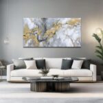 Belmrxne Abstract Wall Art for Living Room Large Grey and Gold Wall Decor Unique... - Image 3