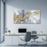 Belmrxne Abstract Wall Art for Living Room Large Grey and Gold Wall Decor Unique... - Image 7