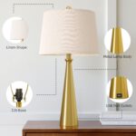 Oneach 25.75" Modern Table Lamp Set of 2, Bedside Lamps with USB Ports, Brass Go... - Image 6
