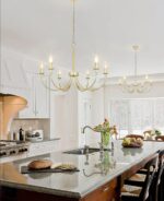 Modern Gold Chandelier, 6-Light Metal Farmhouse Dining Room Light Fixture, Candl... - Image 4