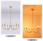 Modern Gold Chandelier, 6-Light Metal Farmhouse Dining Room Light Fixture, Candl... - Image 6
