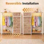 Simple Deluxe Storage Clothes Rack with 6 Drawers, Charging Station & LED Lights... - Image 3