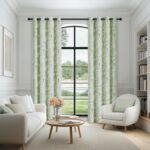 FMFUNCTEX 100% Blackout Floral Curtains for Bedroom, Sage Green Curtains 84 inch... - Image 7