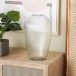 Deco 79 Glass Ribbed Vase, 9" x 9" x 14", Clear - Image 3