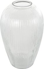 Deco 79 Glass Ribbed Vase, 9" x 9" x 14", Clear - Image 4