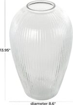 Deco 79 Glass Ribbed Vase, 9" x 9" x 14", Clear - Image 7