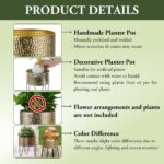 MyGift Modern Brass Tone Metal Planter Pots with Pebbled Texture, Hammered Plant... - Image 5