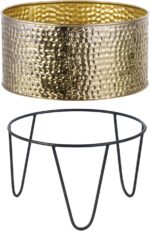 MyGift Modern Brass Tone Metal Planter Pots with Pebbled Texture, Hammered Plant... - Image 8