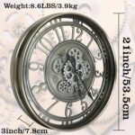 Real Moving Gears Wall Clock Large Modern Metal Clocks for Living Room Decor, In... - Image 7