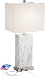 360 Lighting Connie Mid Century Modern Table Lamps 25" High Set of 2 with USB Ch... - Image 4