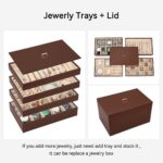 Voova Stackable Jewelry Organizer Tray with Lid, PU Leather Jewelry Storage Hold... - Image 4
