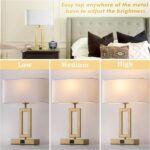 gernehop Gold Table Lamps Set of 2 with Dual USB Ports,3-Way Dimmable Touch Cont... - Image 3