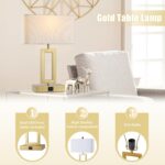 gernehop Gold Table Lamps Set of 2 with Dual USB Ports,3-Way Dimmable Touch Cont... - Image 6