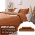 Caramel Pumpkin Duvet Cover Set Queen Size 3pcs Burnt Orange Duvet Covers Modern... - Image 5
