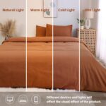 Caramel Pumpkin Duvet Cover Set Queen Size 3pcs Burnt Orange Duvet Covers Modern... - Image 6
