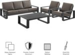 Modway Lirienne Aluminum 4-Piece Outdoor Furniture Set in Smoke – Patio Conversa... - Image 3