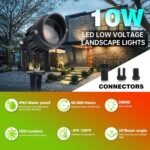 LAVAED 10W LED Landscape Lights 12V Outdoor Spotlight with Connectors Low Voltag... - Image 3