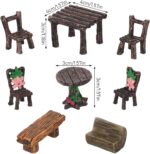 8 Pieces Miniature Garden Figurines Resin Micro Table and Chairs Set Micro Lands... - Image 3