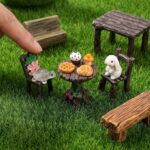 8 Pieces Miniature Garden Figurines Resin Micro Table and Chairs Set Micro Lands... - Image 4