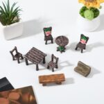 8 Pieces Miniature Garden Figurines Resin Micro Table and Chairs Set Micro Lands... - Image 5