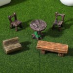 8 Pieces Miniature Garden Figurines Resin Micro Table and Chairs Set Micro Lands... - Image 7