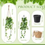 6 Set Mini Fake Hanging Plants with Woven Basket Boho Artificial Ivy Faux Vines ... - Image 3