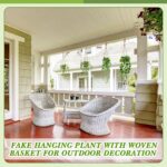 6 Set Mini Fake Hanging Plants with Woven Basket Boho Artificial Ivy Faux Vines ... - Image 7