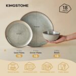 KINGSTONE Stoneware Dinnerware Sets, 18-Piece Reactive Glaze Porcelain Plates an... - Image 3